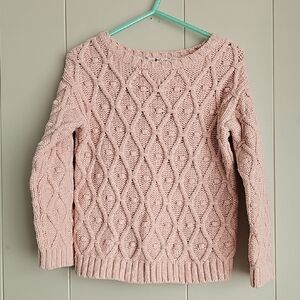 cupcakes & cashmere Blush Girls Cable Knit Sweater